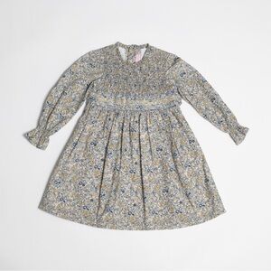 La Coqueta Blue and Mustard Yellow Floral Anais Smocked Dress